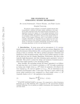 The Statistics of Streaming Sparse Regression