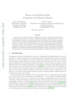 Privacy and Statistical Risk: Formalisms and Minimax Bounds