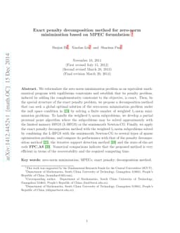 Exact penalty decomposition method for zero-norm minimization based on
  MPEC formulation