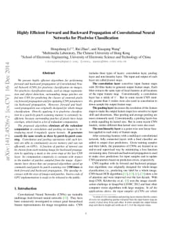 Highly Efficient Forward and Backward Propagation of Convolutional
  Neural Networks for Pixelwise Classification