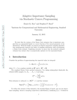 Adaptive Importance Sampling via Stochastic Convex Programming