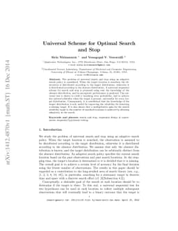 Universal Scheme for Optimal Search and Stop