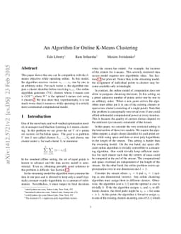 An Algorithm for Online K-Means Clustering