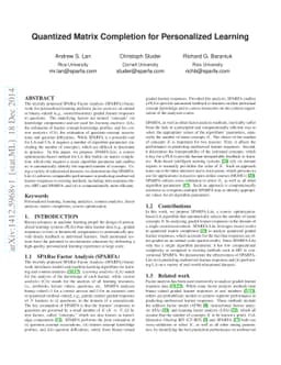 Quantized Matrix Completion for Personalized Learning