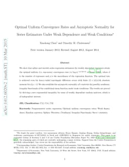 Optimal Uniform Convergence Rates and Asymptotic Normality for Series
  Estimators Under Weak Dependence and Weak Conditions