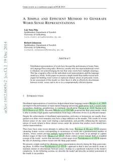 A Simple and Efficient Method To Generate Word Sense Representations