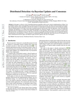 Distributed Detection via Bayesian Updates and Consensus