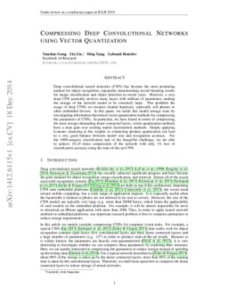 Compressing Deep Convolutional Networks using Vector Quantization