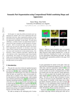 Semantic Part Segmentation using Compositional Model combining Shape and
  Appearance