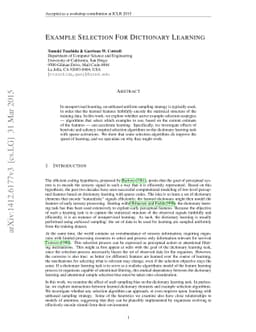 Example Selection For Dictionary Learning