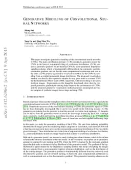 Generative Modeling of Convolutional Neural Networks