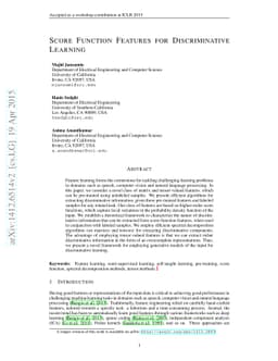 Score Function Features for Discriminative Learning