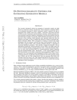 On distinguishability criteria for estimating generative models