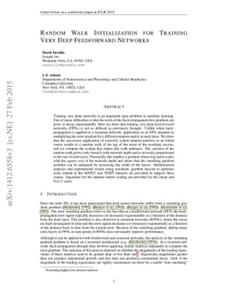 Random Walk Initialization for Training Very Deep Feedforward Networks