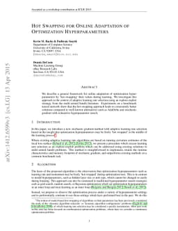 Hot Swapping for Online Adaptation of Optimization Hyperparameters