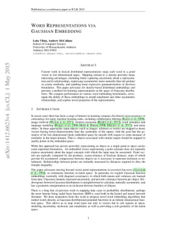 Word Representations via Gaussian Embedding