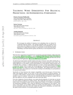 Tailoring Word Embeddings for Bilexical Predictions: An Experimental
  Comparison