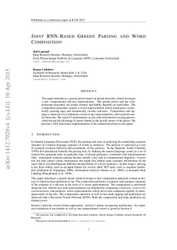 Joint RNN-Based Greedy Parsing and Word Composition