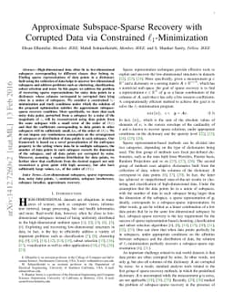 Approximate Subspace-Sparse Recovery with Corrupted Data via Constrained
  $\ell_1$-Minimization