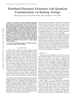 Distributed Parameter Estimation with Quantized Communication via
  Running Average