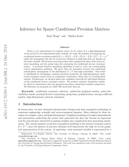 Inference for Sparse Conditional Precision Matrices