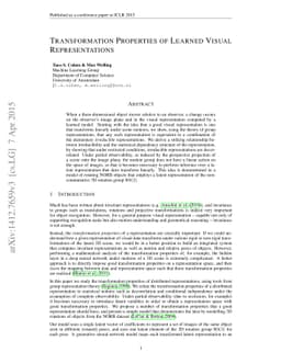 Transformation Properties of Learned Visual Representations
