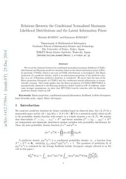 Relations Between the Conditional Normalized Maximum Likelihood
  Distributions and the Latent Information Priors