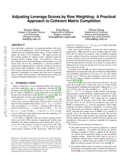 Adjusting Leverage Scores by Row Weighting: A Practical Approach to
  Coherent Matrix Completion