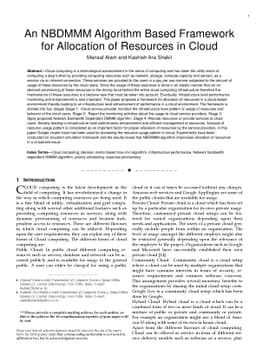 An NBDMMM Algorithm Based Framework for Allocation of Resources in Cloud