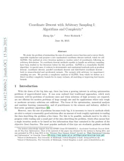 Coordinate Descent with Arbitrary Sampling I: Algorithms and Complexity