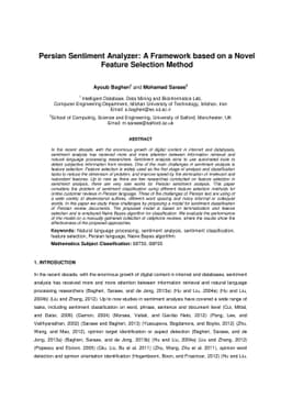 Persian Sentiment Analyzer: A Framework based on a Novel Feature
  Selection Method