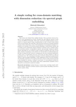 A simple coding for cross-domain matching with dimension reduction via
  spectral graph embedding