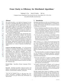 From Clarity to Efficiency for Distributed Algorithms