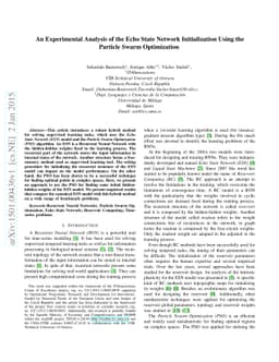 An Experimental Analysis of the Echo State Network Initialization Using
  the Particle Swarm Optimization