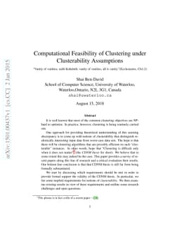 Computational Feasibility of Clustering under Clusterability Assumptions