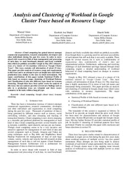 Analysis and Clustering of Workload in Google Cluster Trace based on
  Resource Usage