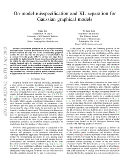 On model misspecification and KL separation for Gaussian graphical
  models
