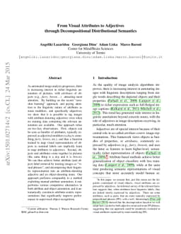 From Visual Attributes to Adjectives through Decompositional
  Distributional Semantics