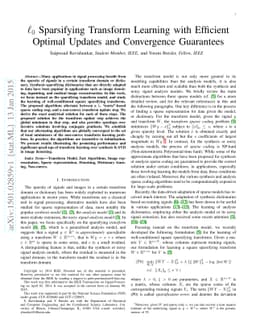 $\ell_0$ Sparsifying Transform Learning with Efficient Optimal Updates
  and Convergence Guarantees