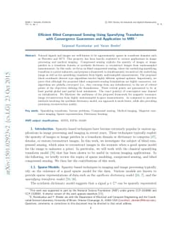 Efficient Blind Compressed Sensing Using Sparsifying Transforms with
  Convergence Guarantees and Application to MRI