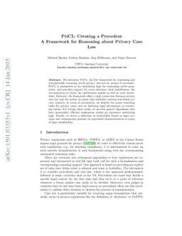 PriCL: Creating a Precedent A Framework for Reasoning about Privacy Case
  Law