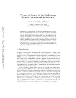 Privacy by Design: On the Conformance Between Protocols and
  Architectures