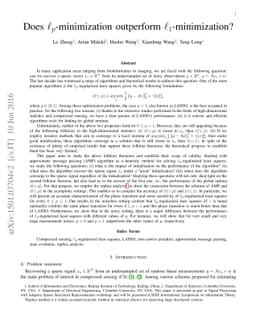 Does $\ell_p$-minimization outperform $\ell_1$-minimization?