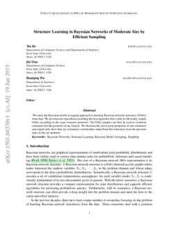 Structure Learning in Bayesian Networks of Moderate Size by Efficient
  Sampling