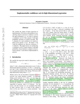 Implementable confidence sets in high dimensional regression