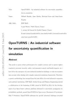 Open TURNS: An industrial software for uncertainty quantification in
  simulation