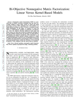Bi-Objective Nonnegative Matrix Factorization: Linear Versus
  Kernel-Based Models