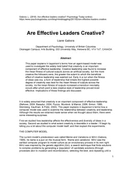 Are Effective Leaders Creative?