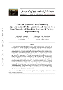 Expander Framework for Generating High-Dimensional GLM Gradient and
  Hessian from Low-Dimensional Base Distributions: R Package RegressionFactory