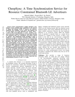 CheepSync: A Time Synchronization Service for Resource Constrained
  Bluetooth Low Energy Advertisers